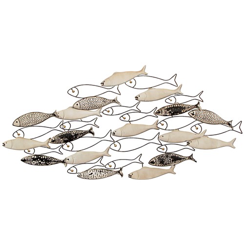 955 - Metal Wall Art - Shoal of Fish - 113x54cm (2050116) RRP £49