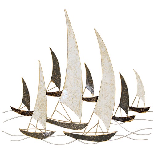 963 - Metal Wall Art - Yacht Race - 121x46cm (2050133) RRP £47