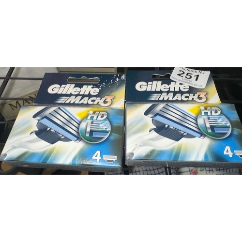 251 - 2 x 4pk Gillette Mach 3 Blades - Box Sealed