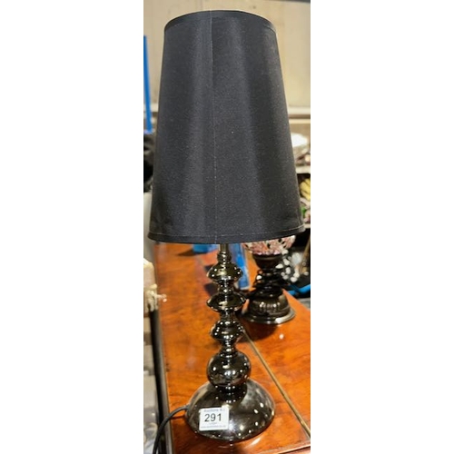 291 - Brushed Chrome Based Table Lamp & Shade