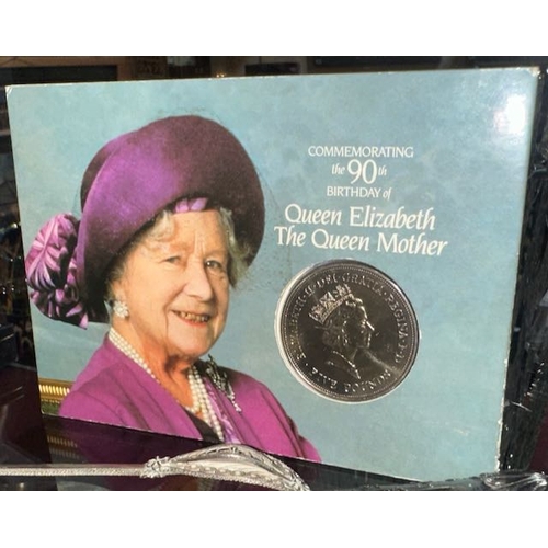 365 - Five Pound Coin Presentation Commemorating the 90th Birthday of Queen Elizabeth The Queen Mother