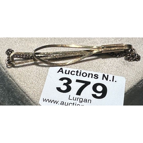 379 - 9ct Gold on Silver Tie Clip