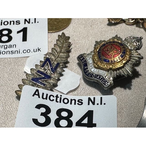 384 - Royal Army Service Corps Badge + NZ 1921 Feather Badge