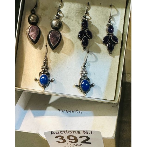 392 - 3x Pairs of Ornate Silver Earrings