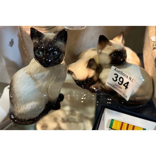 394 - Beswick Siamese Kittens Ornament x2