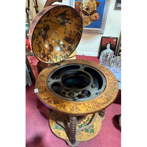 449 - Large Wooden Drinks Cabinet Globe