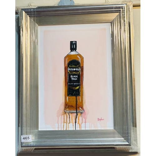 465 - Silver Framed Boylan Oil on Board - Black Bush Bottle - 18X23