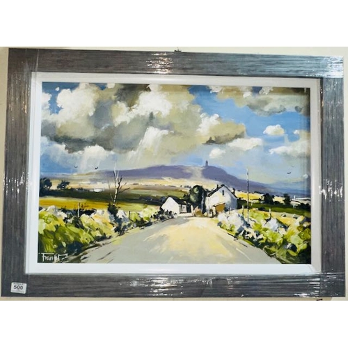 500 - Large Framed Fran Fit Oil on Board - Country Lane - 36x26