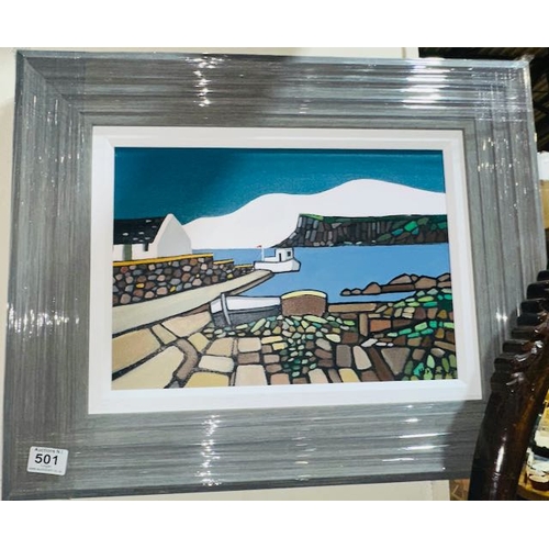 501 - Framed H Mc Goldrick Oil - At the Harbour - 24x19