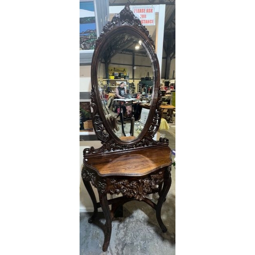 504 - Ornate Carved Work Mirror Console