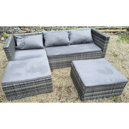 243A - Grey Rattan Corner Suite With Cushions