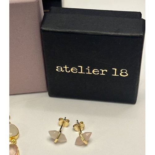 22 - Pair of PIA Silver Gold Plated Drop Earrings + Pair of Atelier 18 Silver Gold Plated Stud Earrings