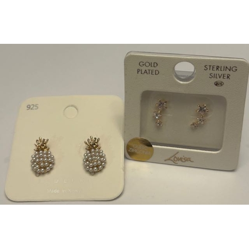 32 - Pair of Lovisa Silver Gold Plated Star Drop Earrings + Pair of Pineapple Studs