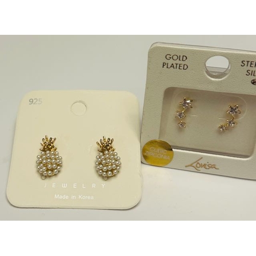 32 - Pair of Lovisa Silver Gold Plated Star Drop Earrings + Pair of Pineapple Studs