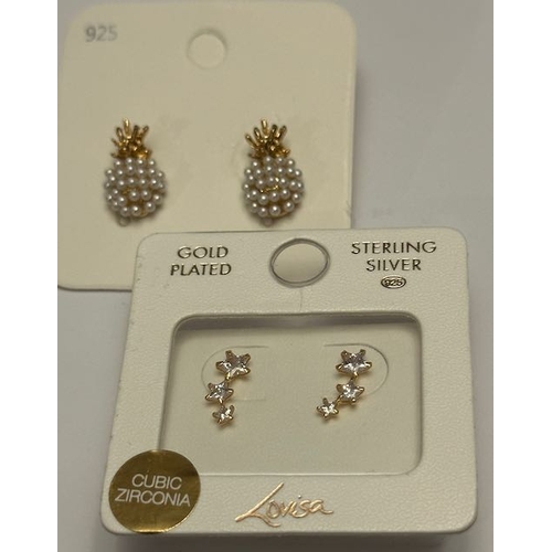 32 - Pair of Lovisa Silver Gold Plated Star Drop Earrings + Pair of Pineapple Studs