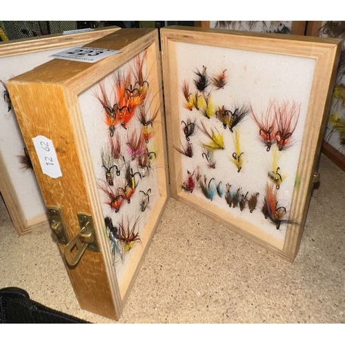 223 - Wooden Trifold Fly Box With Contents