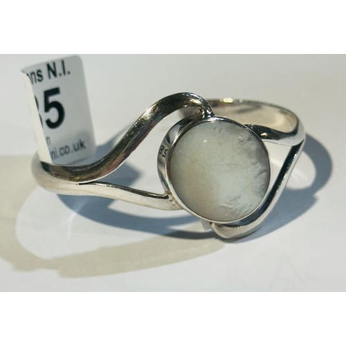 285 - Silver Cuff Bangle with Opal Styled Centre Stone