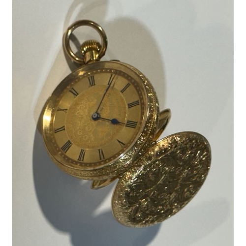 298 - Ornate Cased 18k Vintage Pocket Watch - Appx 38.13g