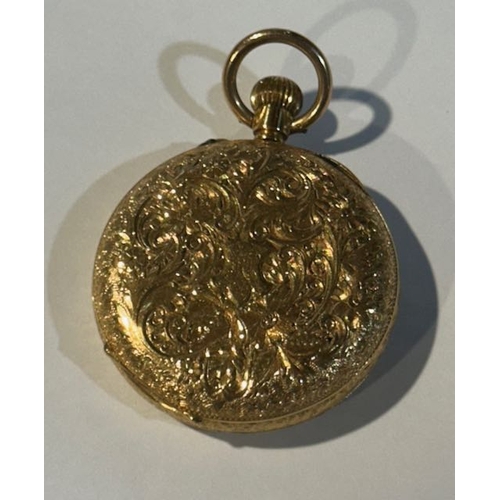 298 - Ornate Cased 18k Vintage Pocket Watch - Appx 38.13g