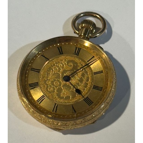 298 - Ornate Cased 18k Vintage Pocket Watch - Appx 38.13g