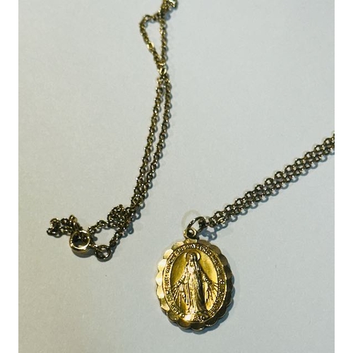 300 - 9ct Miraculous Medal on 9ct Necklace