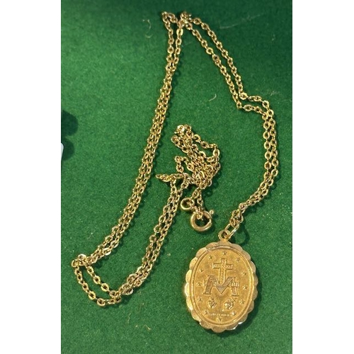 300 - 9ct Miraculous Medal on 9ct Necklace