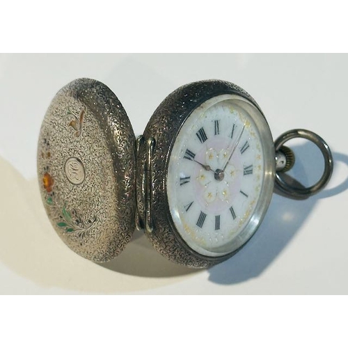 305 - Ornate Vintage Silver Pocket Watch Inscribed Edward Polland High Street Belfast