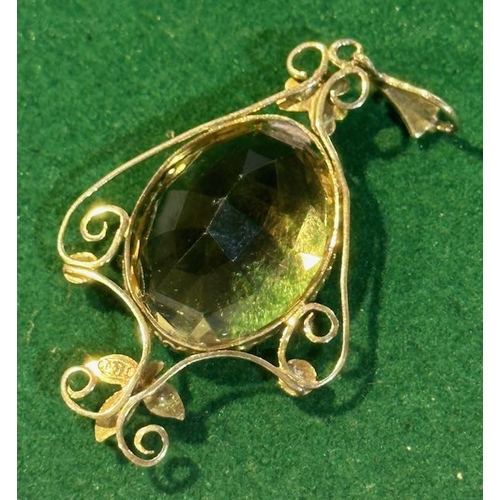 313 - Beautiful 9ct Citrine Pendant