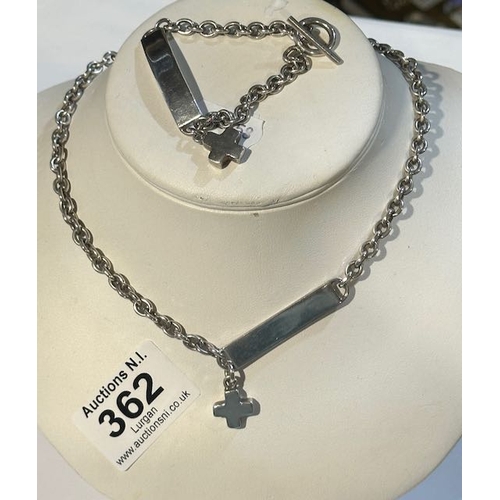 362 - Heavy Silver Necklace with Matching Bracelet