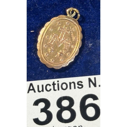 386 - 9ct Miraculous Medal/Pendant