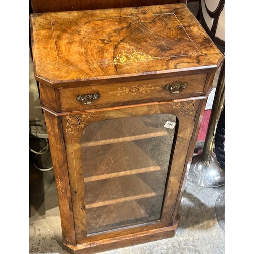 399 - Antique Walnut Inlaid Detailed Glazed Fronted Display Cabinet