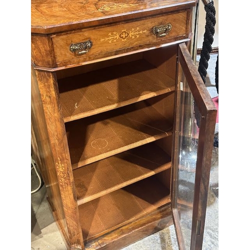 399 - Antique Walnut Inlaid Detailed Glazed Fronted Display Cabinet