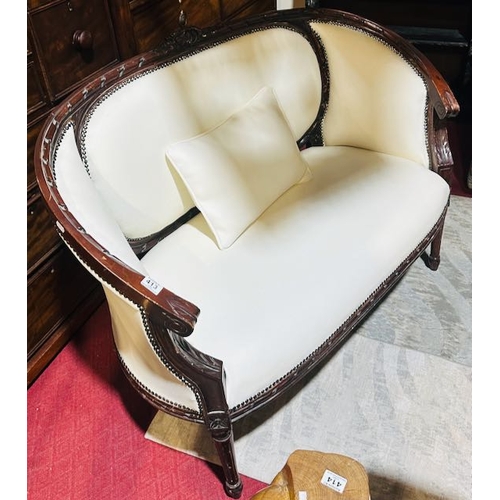 413 - French Louis Style Love Seat - Recovered in White Leather