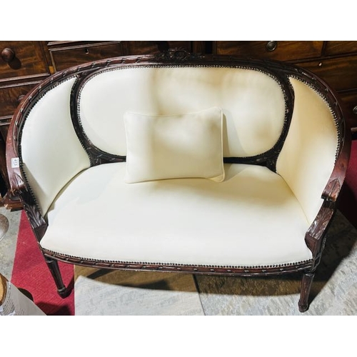 413 - French Louis Style Love Seat - Recovered in White Leather