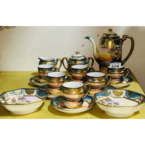 424 - Beautiful Noritake Hand Painted Coffee Set