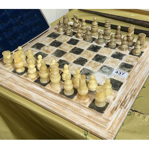 437 - Marble Chess Set on Heavy Board