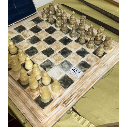 437 - Marble Chess Set on Heavy Board