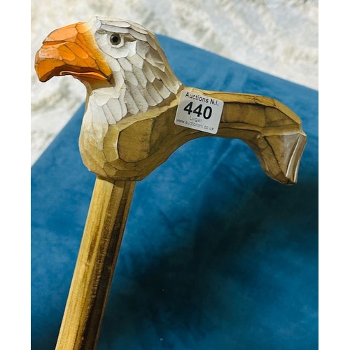 440 - Carved Detail Eagle Handled Walking Stick