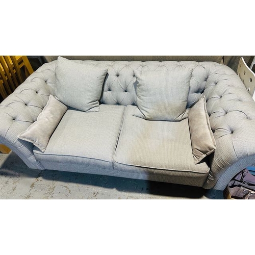 523 - Grey Fabric 2 Seater Chesterfield