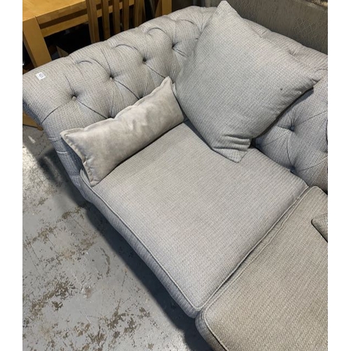 523 - Grey Fabric 2 Seater Chesterfield