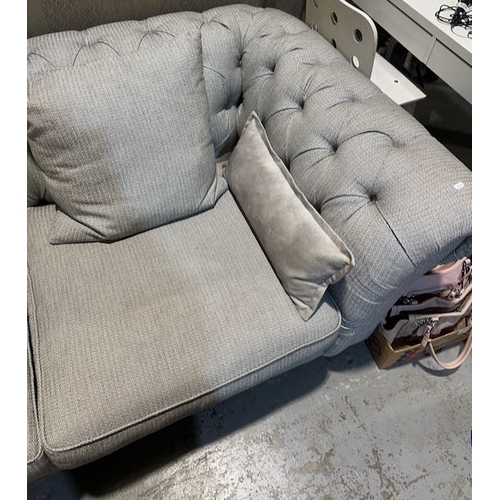 523 - Grey Fabric 2 Seater Chesterfield