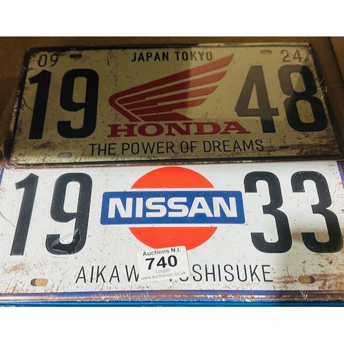 740 - Metal Car Sign x 2 - Honda & Nissan