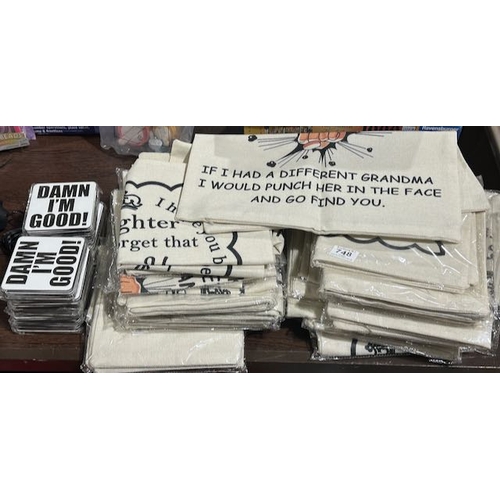 748 - Large Lot Of Quote Coasters & Cushion Covers