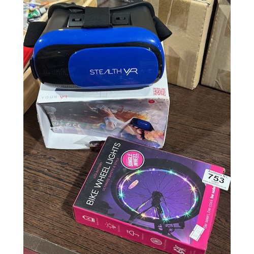 753 - Stealth VR Boxed Headset + Sealed Bike Wheel Lights