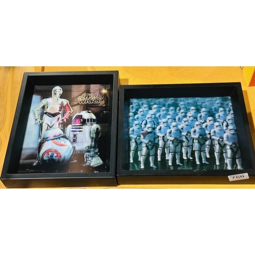 760 - 2 x Framed 3D Star Wars Prints