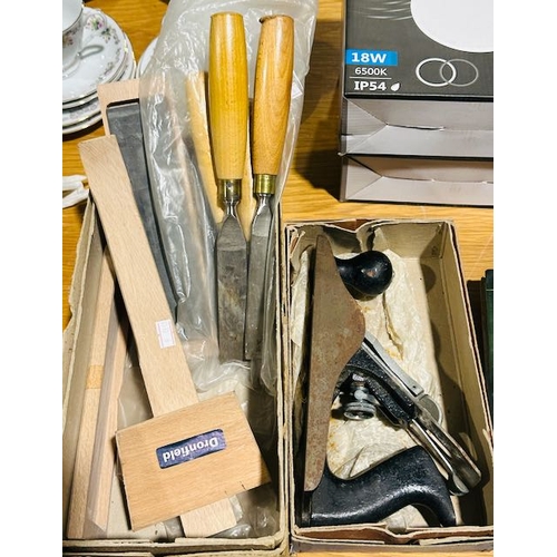 767 - Collection of Tools Incl Plane, Sharpening Stone & Chisels