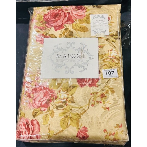 787 - Maison Ready made Lined Curtains With Tie Backs 66x72 RRP £80