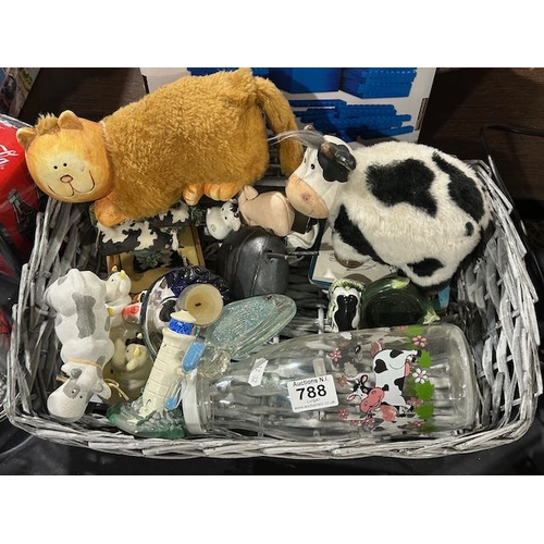 788 - basket of Cow Collectables