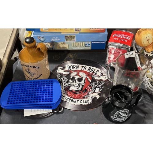 789 - Collectables Incl Motorbike Club Sign, Coca Cola Napkin Holder Etc