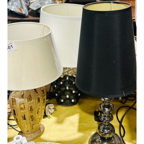 801 - 3 x Unused Table lamps With Shades